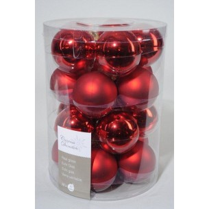 Baubles Glass Shiny,Matt Mix Christmas Red di Kaemingk