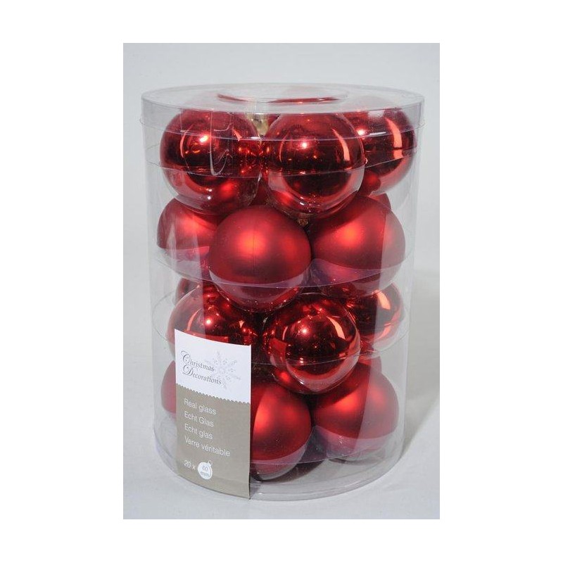 Baubles Glass Shiny,Matt Mix Christmas Red di Kaemingk