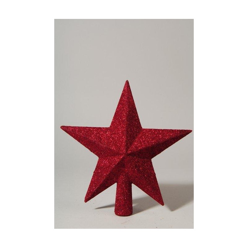 Treetopper Shatterproof Glitter Christmas Red di Kaemingk