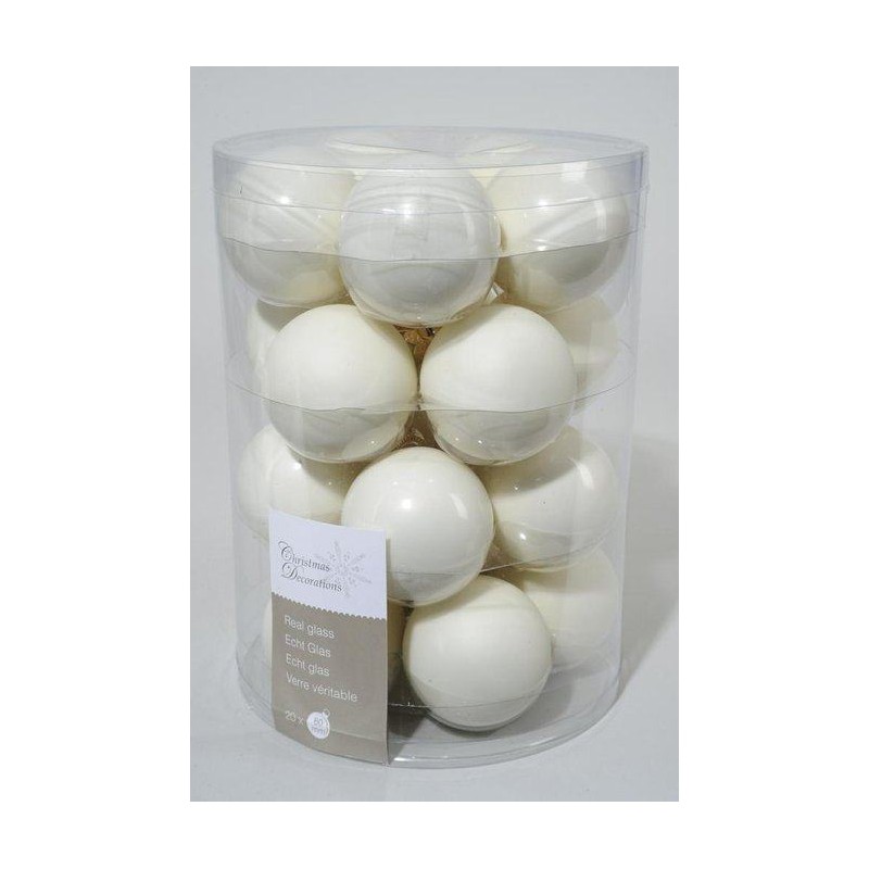 Glass Mach.Baubles Enamel-Matt Wool White di Kaemingk