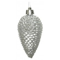 Pinecone Shatterproof Glitter Silver di Kaemingk