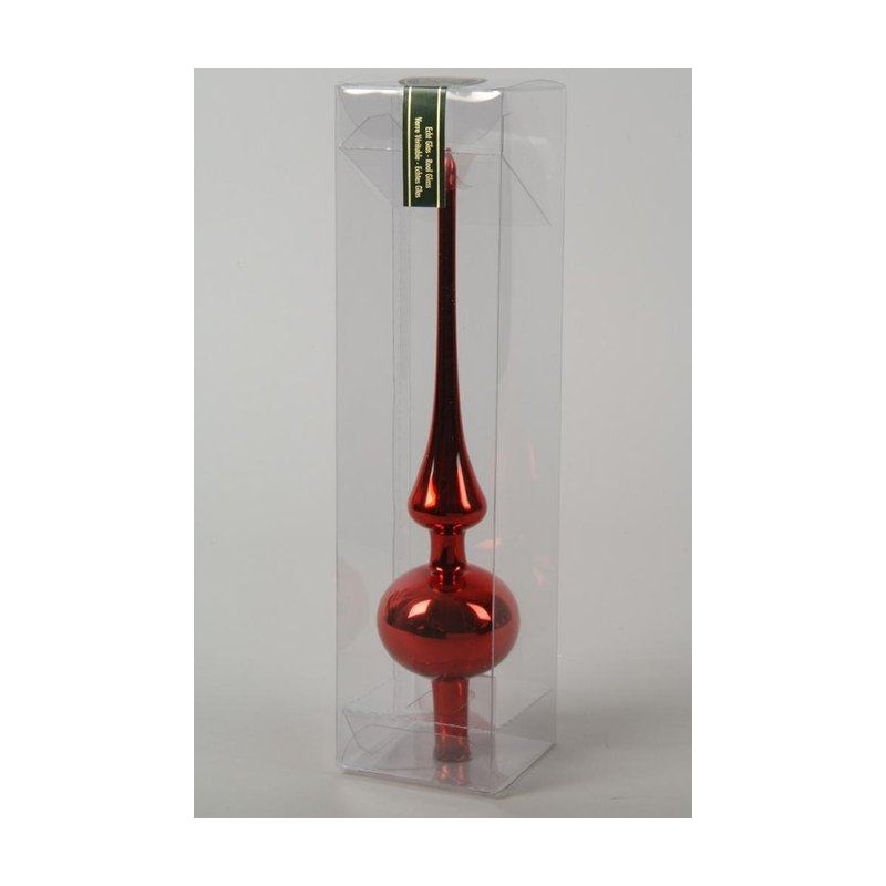 Treetopper Glass Shiny Christmas Red di Kaemingk
