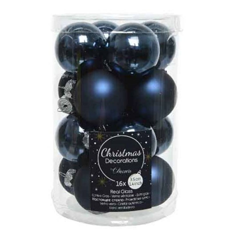 Confezione Mini Palline Metallizzate e Opache - Colore Blu Scuro di Kaemingk