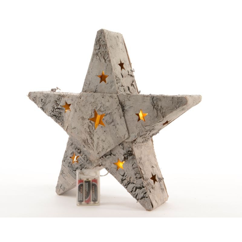 Led Birch Bark Star i 483302 di Kaemingk