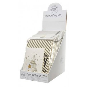 Pap Giftbag Set 2ass, Colour: White/Gold, Size: 9x20.5x27.5cm di Kaemingk