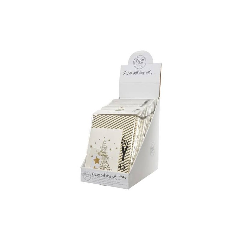 Pap Giftbag Set 2ass, Colour: White/Gold, Size: 9x20.5x27.5cm di Kaemingk