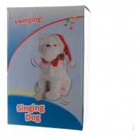 Pes Singing Dog W Xmas Hat Bo, Colour: White, Size: 19x24x30cm di Kaemingk