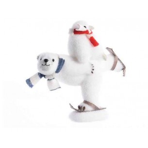Foam Polar Bear On Ski W Scarf con Penguin On The Back W Scarf Confezionato per Piece in Paperwrap di Kaemingk