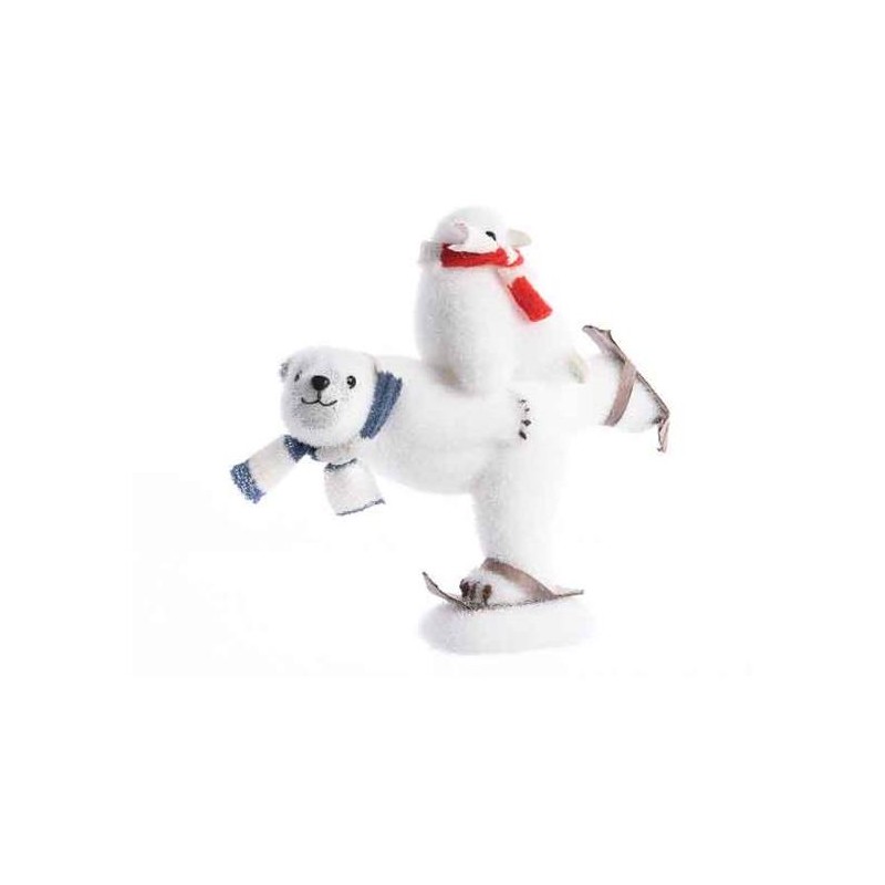 Foam Polar Bear On Ski W Scarf con Penguin On The Back W Scarf Confezionato per Piece in Paperwrap di Kaemingk