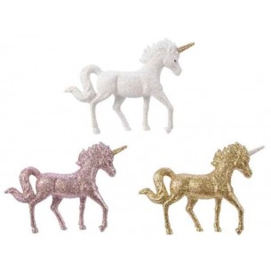 Unicorno Glitter in Plastica 3 Colori Assortiti di Kaemingk