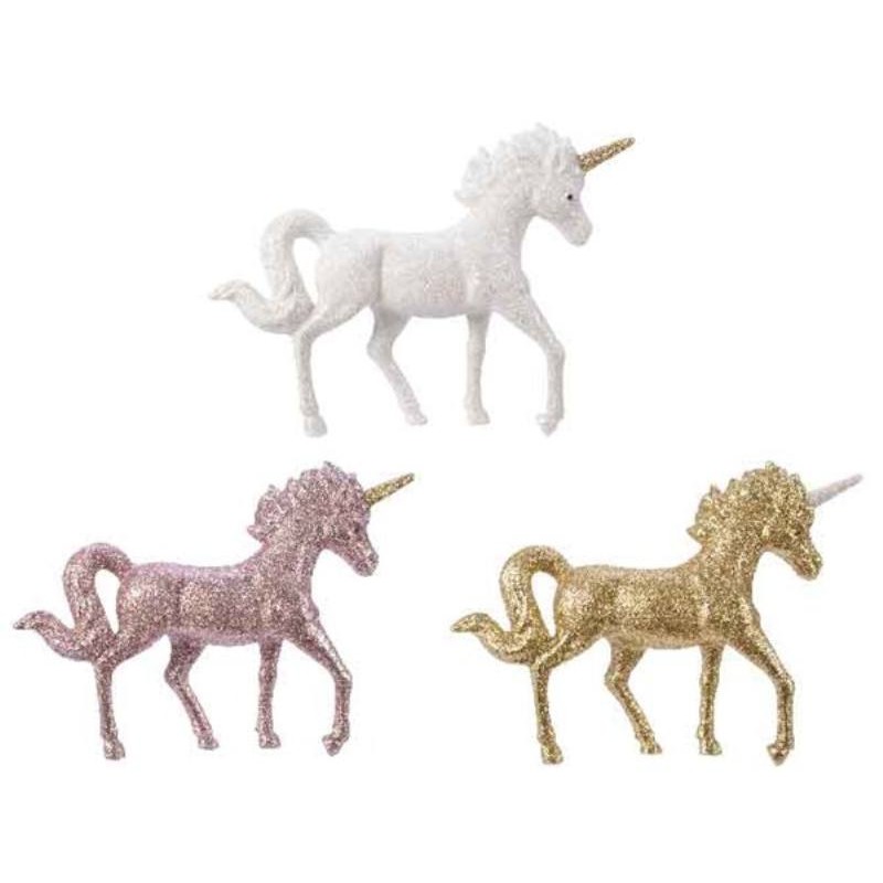 Unicorno Glitter in Plastica 3 Colori Assortiti di Kaemingk