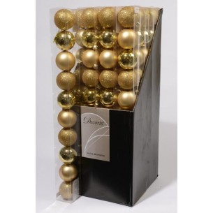Baubles Shatterproof Shiny, Matt, Glitter Mix Light Gold di Kaemingk