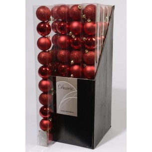 Baubles Shatterproof Shiny, Matt, Glitter Mix Christmas Red di Kaemingk
