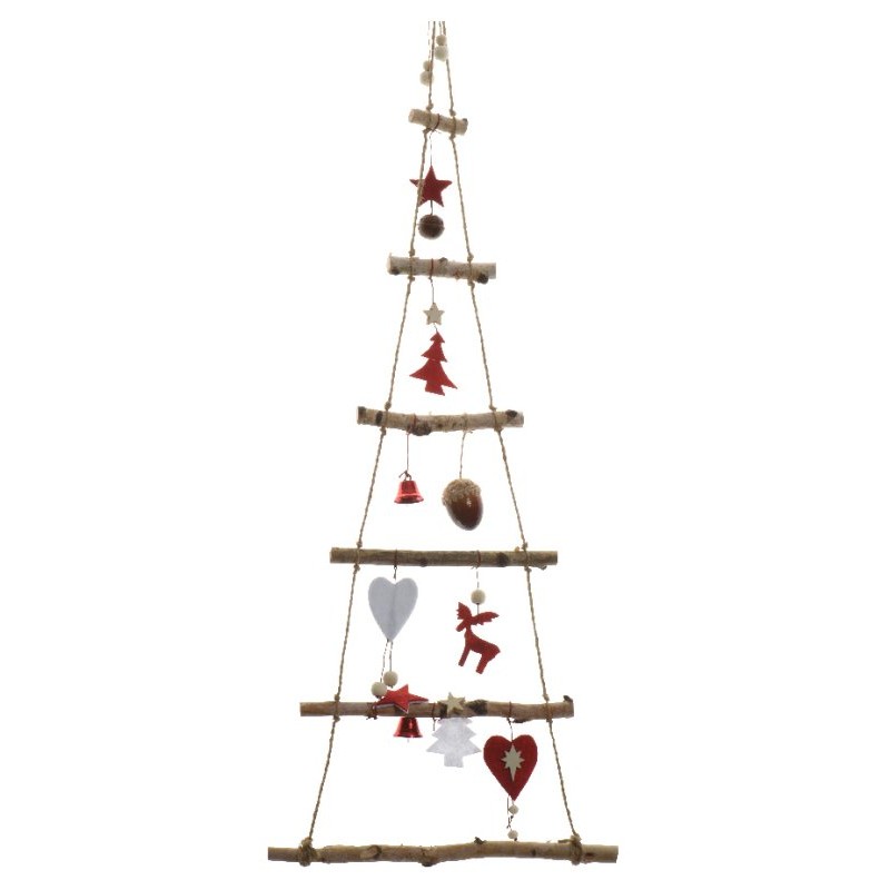 Birch Xmas Tree Deco Red di Kaemingk