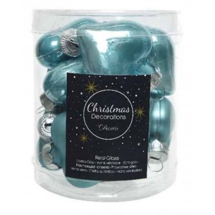 Confezione Mini Cuori da Albero Colore Blu Artico Lucido/Opaco di Kaemingk