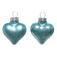 Confezione Mini Cuori da Albero Colore Blu Artico Lucido/Opaco di Kaemingk