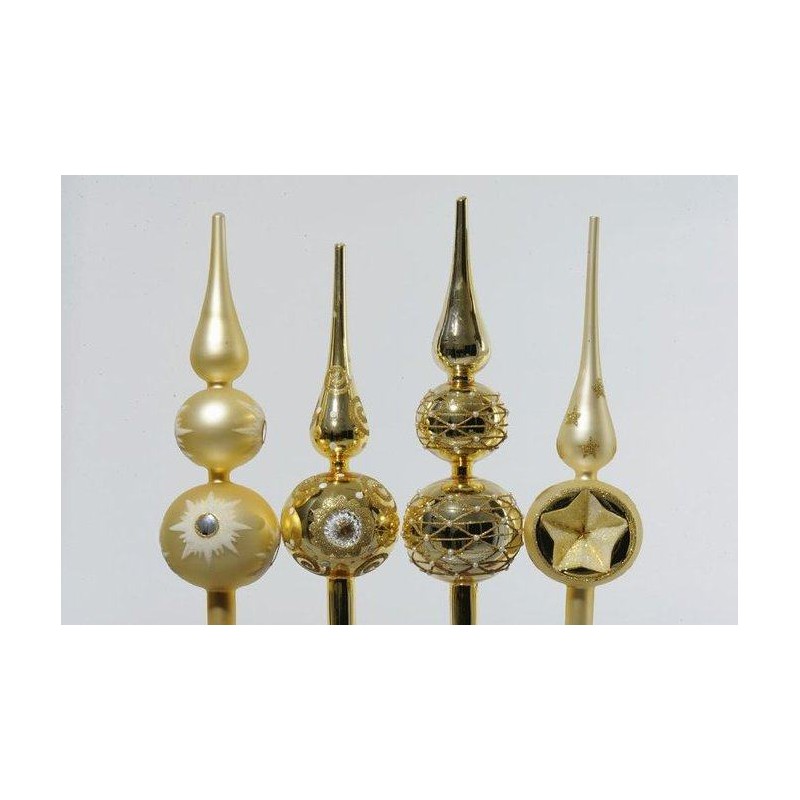 Glass Treetopper Big 4ass, Colour: Light Gold, Size: Dia8x31cm di Kaemingk