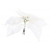 Poinsettia On Clip Polyester Glitter Fin On Edges White di Kaemingk