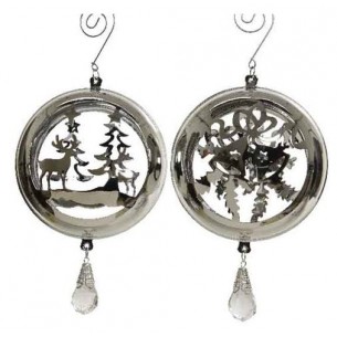 Iron Xmas Scenery Hanger 2ass, Colour: Silver, Size: 5.5x10x15cm di Kaemingk