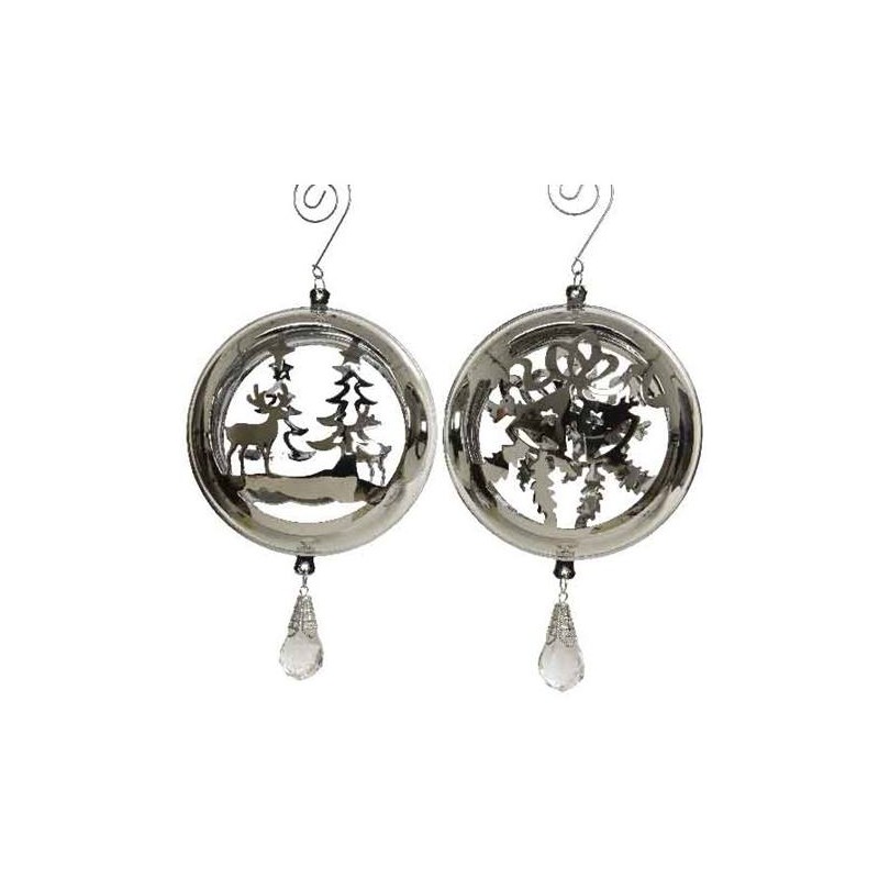 Iron Xmas Scenery Hanger 2ass, Colour: Silver, Size: 5.5x10x15cm di Kaemingk