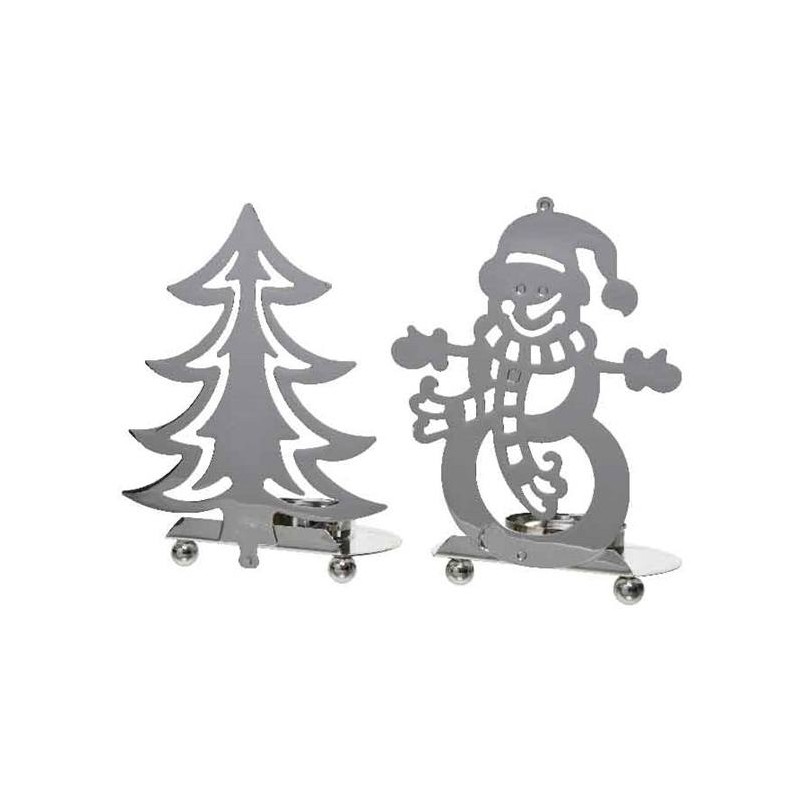 Iron Tlighth Xmas Figure 2ass, Colour: Silver, Size: 7x10x12.5cm di Kaemingk