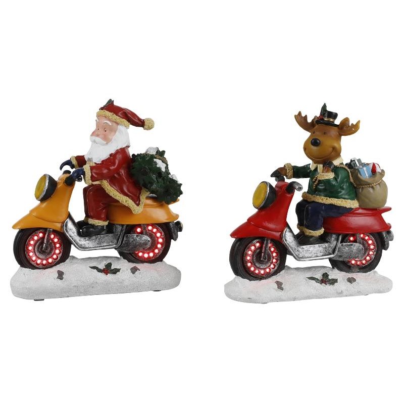 Figura Babbo Natale/Renna in Moto a Batteria di Edelman