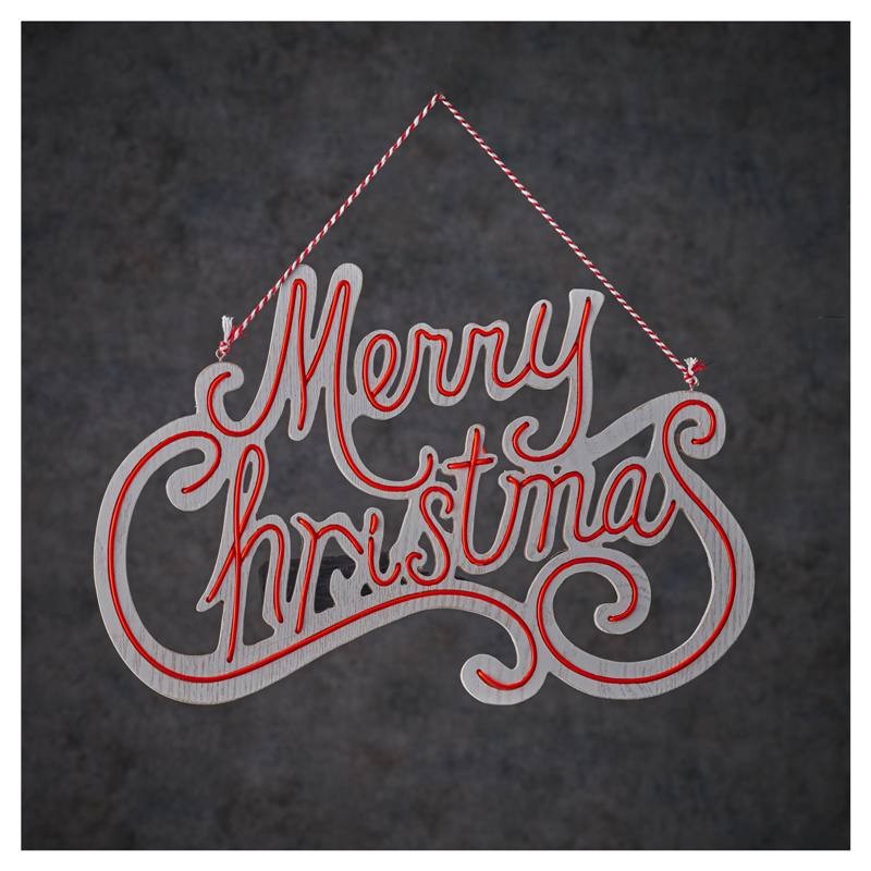 Decorazione da Muro a Led "Merry Christmas" Rosso a Batteria di Edelman