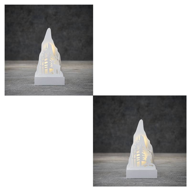 Decorazione Natalizia Montagna con 12 Led Bianco Caldo a Batteria di Edelman