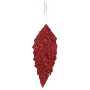Confezione 6 Pezzi Foglia Rossa con Paillettes di Edelman