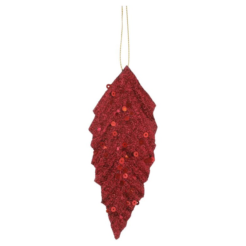 Confezione 6 Pezzi Foglia Rossa con Paillettes di Edelman