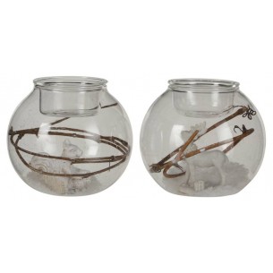 Pallina Trasparente Portacandele Tealight con Scoiattolo/Cervo di Edelman