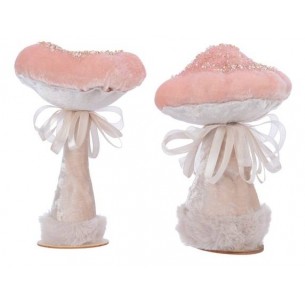 Pes Velvet Mushroom 2ass, Colour: Blush Pink, Size: Dia11.5x16cm di Kaemingk