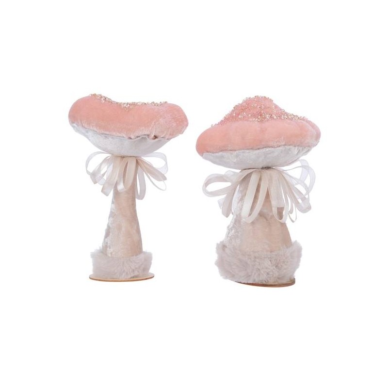 Pes Velvet Mushroom 2ass, Colour: Blush Pink, Size: Dia11.5x16cm di Kaemingk