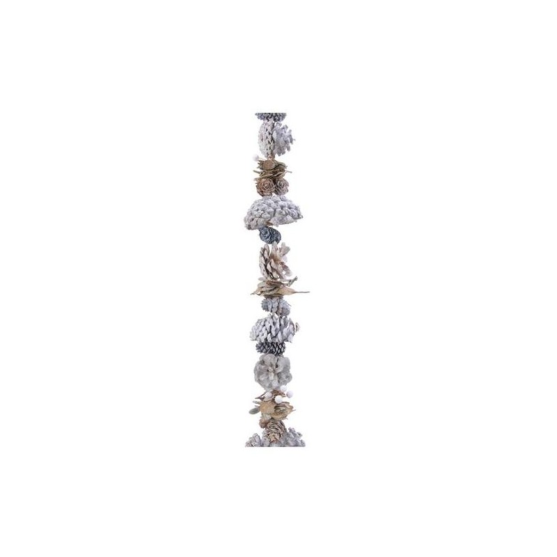 Pinecone Garland W Glitter, Colour: White Washed, Size: 5x10x150cm di Kaemingk