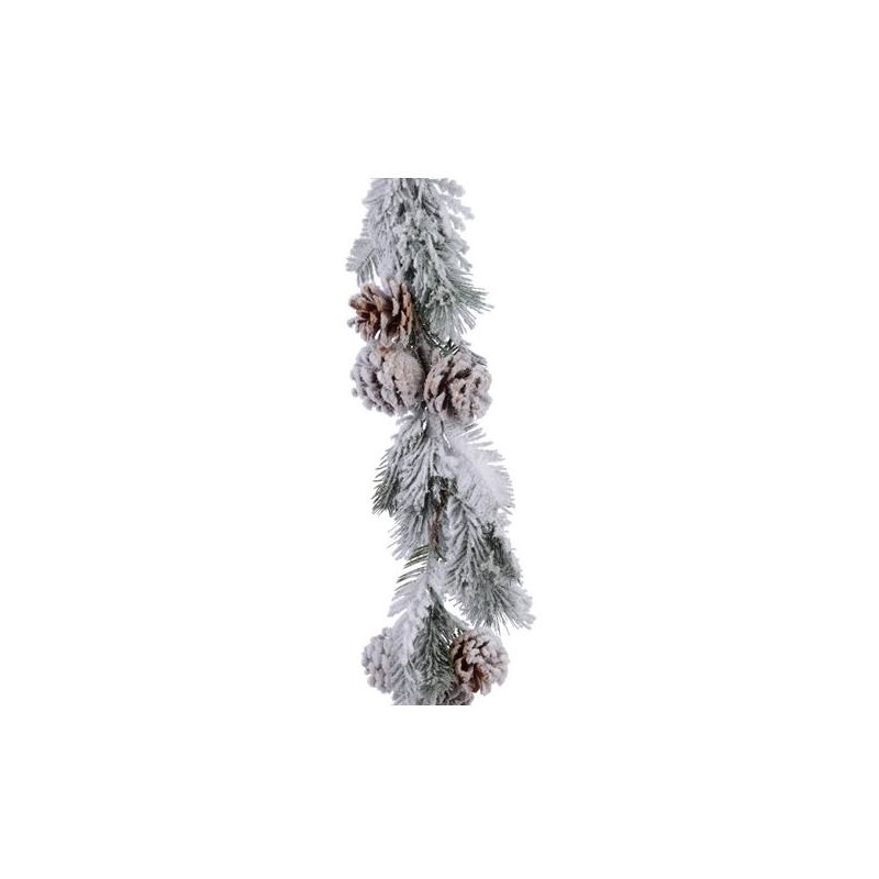 Pe Pine Green Garland W Snow, Colour: Green/White, Size: 9x20x105cm di Kaemingk
