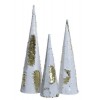 Set 3 Coni Natalizi con Paillettes Reversibili Bianco/Oro di Kaemingk