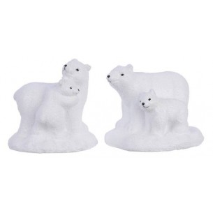 Terrac Polar Bears 2ass, Colour: White/Glitters, Size: 10x10cm di Kaemingk