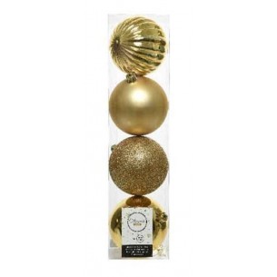 Confezione 4 Palline Colore Oro Decorazioni Assortite di Kaemingk