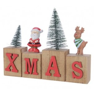 Pinewood Xmas Decoration Text, Colour: Red, Size: 3x16cm di Kaemingk