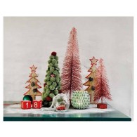 Gl Tlighth Tree Mosaic 3class, Colour: Green/Red, Size: Dia10x10cm di Kaemingk