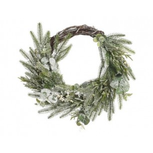 Deco Wreath Frosted Berries, Colour: Green/White, Size: Dia50x12cm di Kaemingk