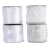 Polyester Ribbon W Wire 4ass, Colour: White/Silver, Size: 6.3x270cm di Kaemingk
