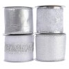 Polyester Ribbon W Wire 4ass, Colour: Silver, Size: 6.3x270cm di Kaemingk