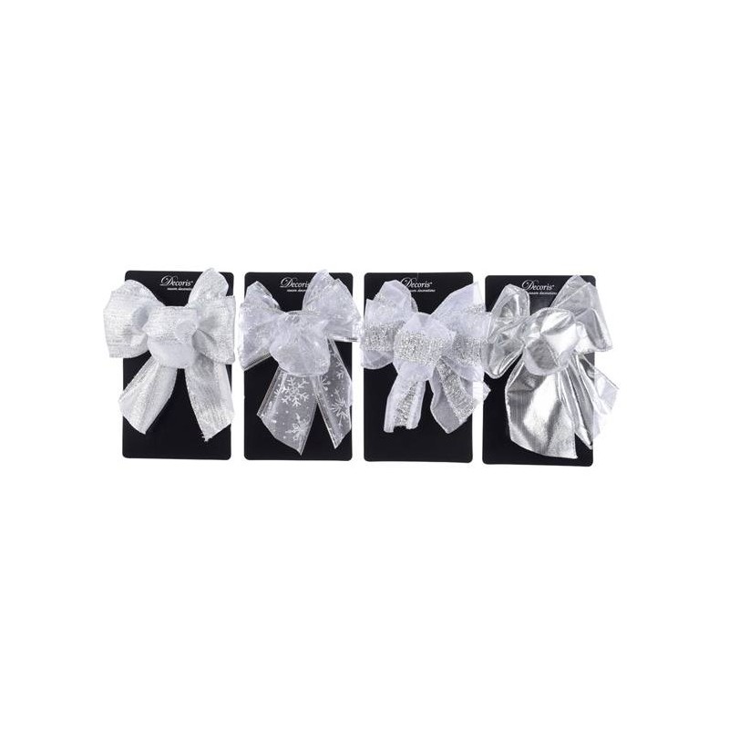 Polyester Bow W Wire 4ass, Colour: Silver, Size: 11x15cm di Kaemingk