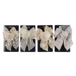 Polyester Bow W Wire 4ass, Colour: Natural Linen, Size: 11x15cm di Kaemingk