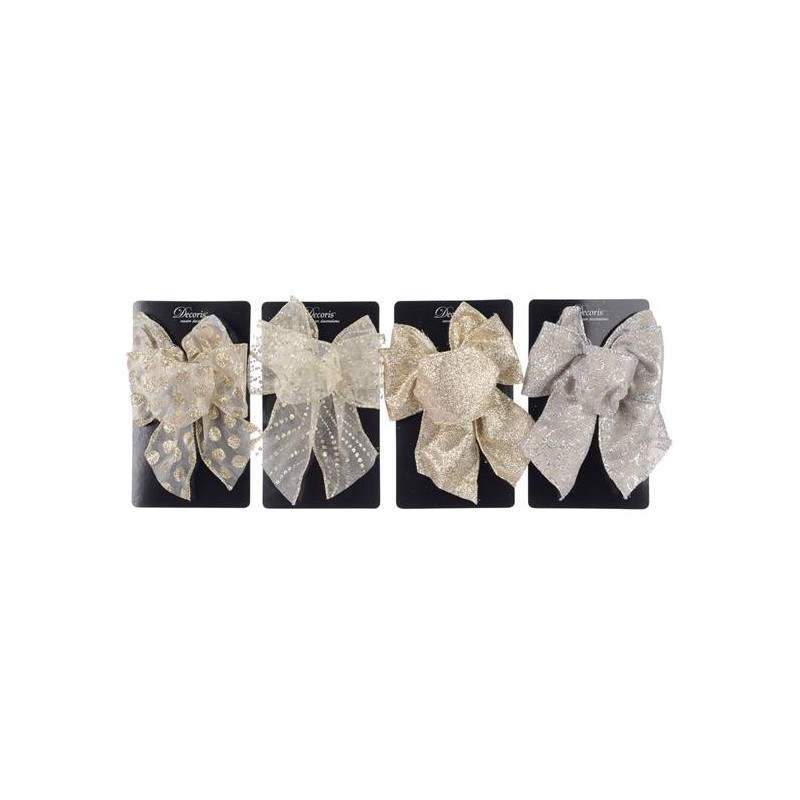 Polyester Bow W Wire 4ass, Colour: Natural Linen, Size: 11x15cm di Kaemingk