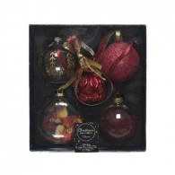 Gruppo di Palline Babbo Natale Rosso Sangue di Kaemingk