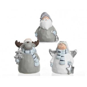 Terrac Fig 3ass Santa - Moose - Angel Confezionato per Piece in Paper Wrap di Kaemingk