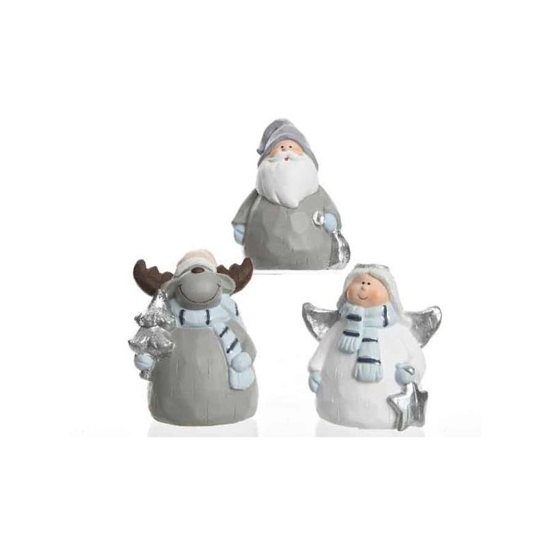 Terrac Fig 3ass Santa - Moose - Angel Confezionato per Piece in Paper Wrap di Kaemingk