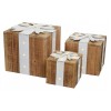 Led Wooden Giftboxes S3 in Bo, Colour: Warm White, Size: Ass.Ti di Kaemingk